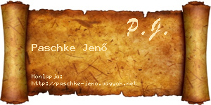 Paschke Jenő névjegykártya